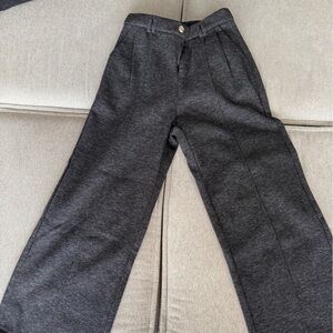 Tailored Wide-Leg Trousers in Charcoal Gray (L)